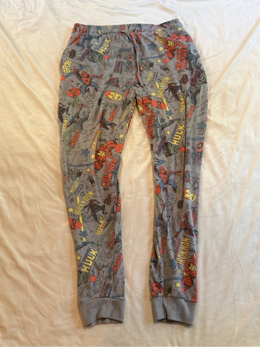 Marvel Gray Pants with Comic Character Print